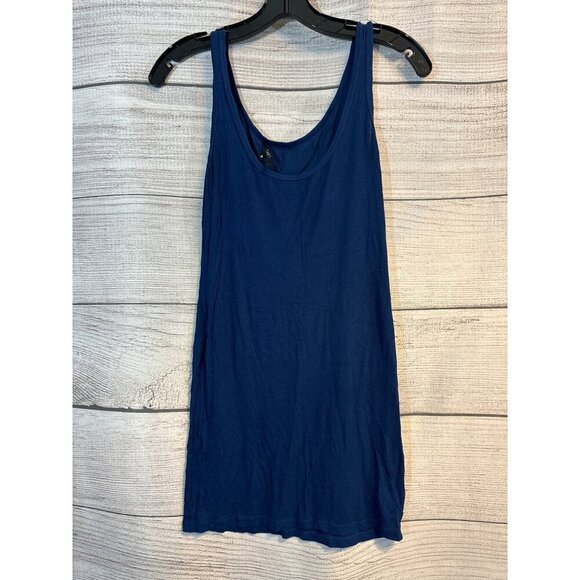 Tart Navy Blue Ribbed Long Tank Top Size M - Picture 1 of 3